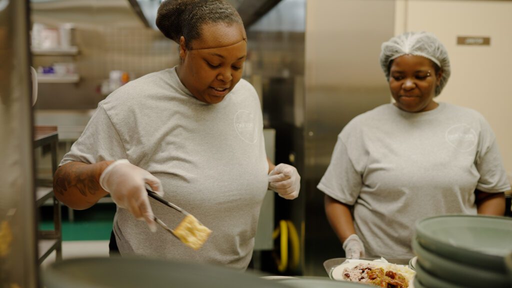 Kitchen staff at a skilled nursing facility